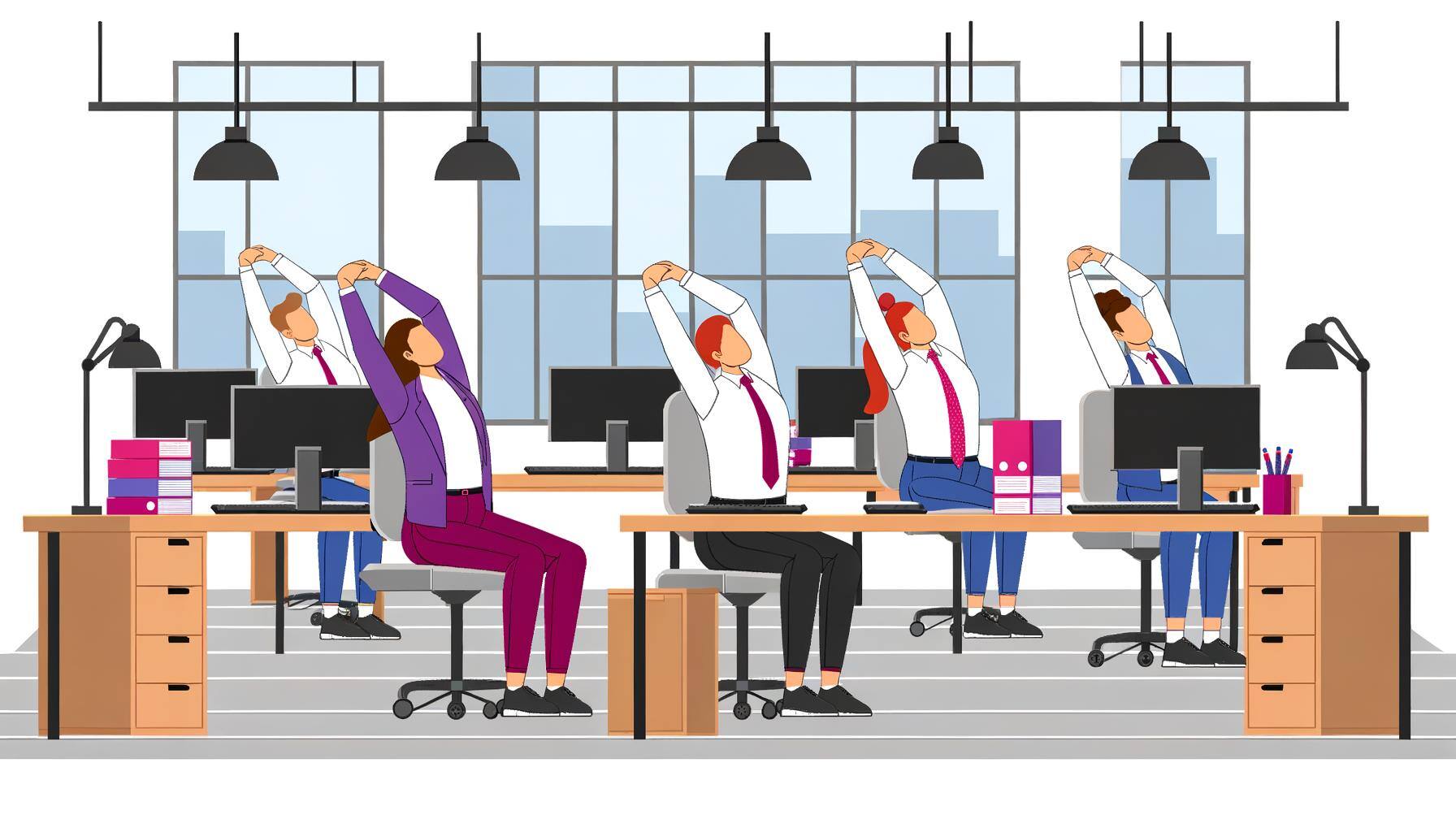 An image of a person doing deskbased stretching exercises to combat sedentary work habits