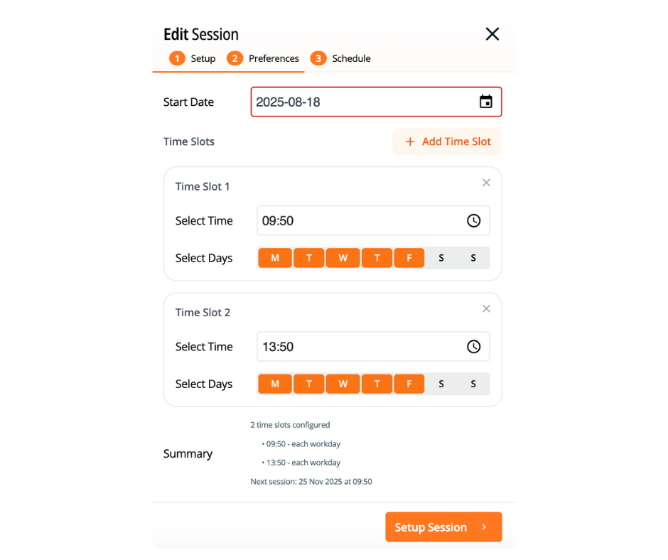 In chat_Multiple timeslots